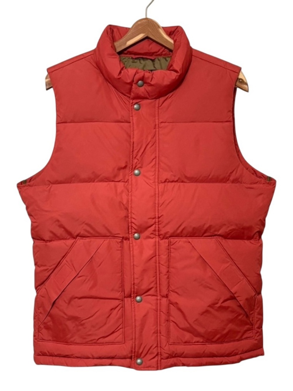 Lands End Down Puffer Vest Red Orange Mens Size Medium